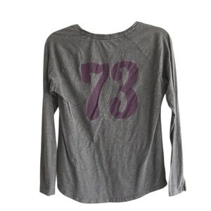 ROOTS Crew Neck Long Sleeve T-Shirt Grey Purple S